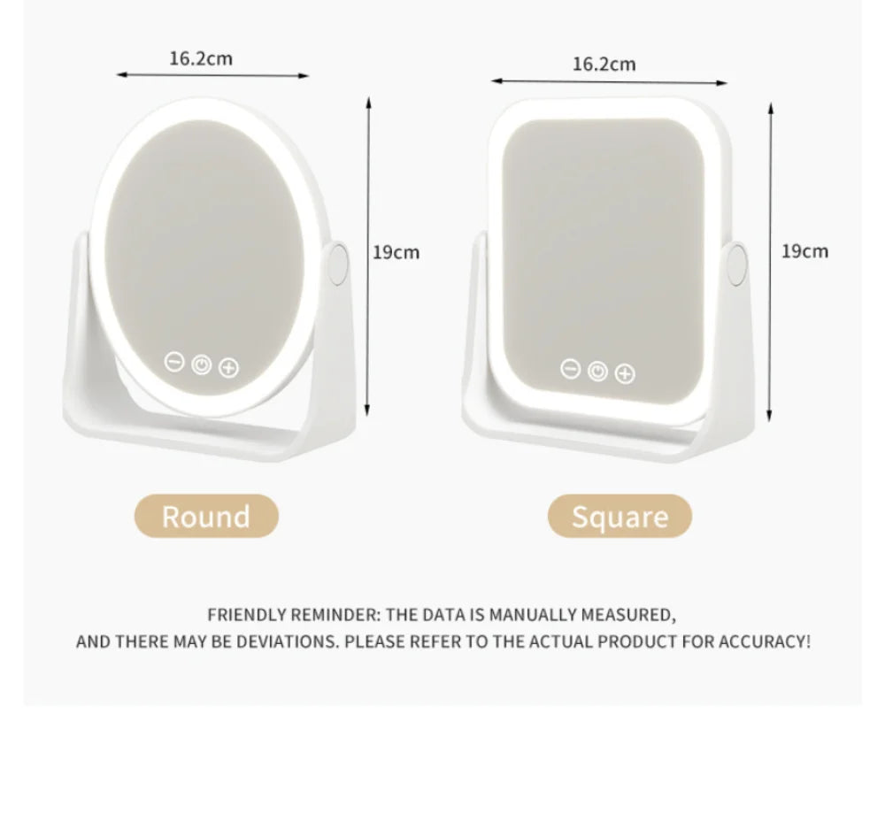 🪞 Espelho de Maquiagem LED Portátil com Luz Ajustável