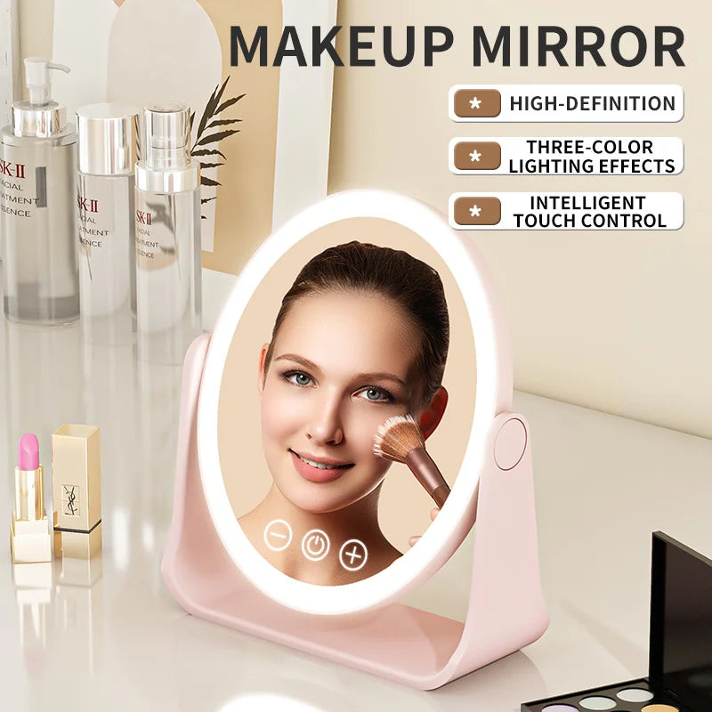 🪞 Espelho de Maquiagem LED Portátil com Luz Ajustável