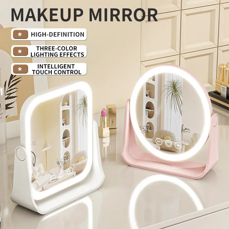 🪞 Espelho de Maquiagem LED Portátil com Luz Ajustável